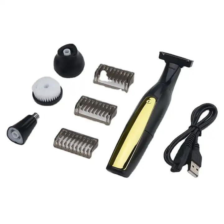 Men's shaver with interchangeable attachments and USB cable