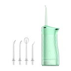 Green cordless water flosser with four interchangeable nozzles