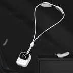 White wearable neck massager with a control unit