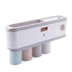 Toothbrush holder rack with toothpaste dispenser