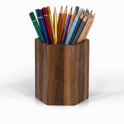 Solid Walnut Hexagonal Pen Holder