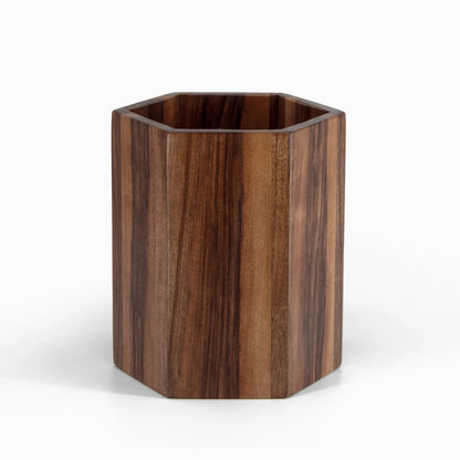 Solid Walnut Hexagonal Pen Holder